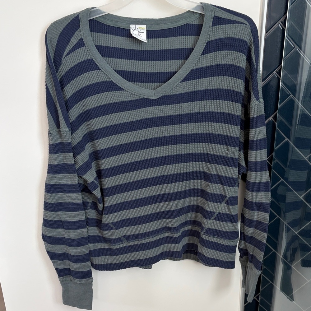 Aerie Blue and Green Striped Top